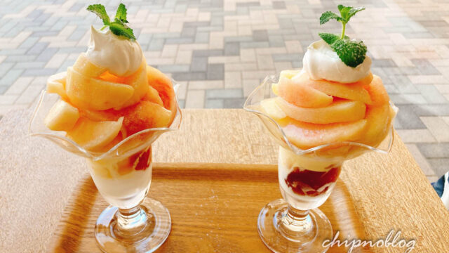 桃パフェ 滋賀 MERCI 桃