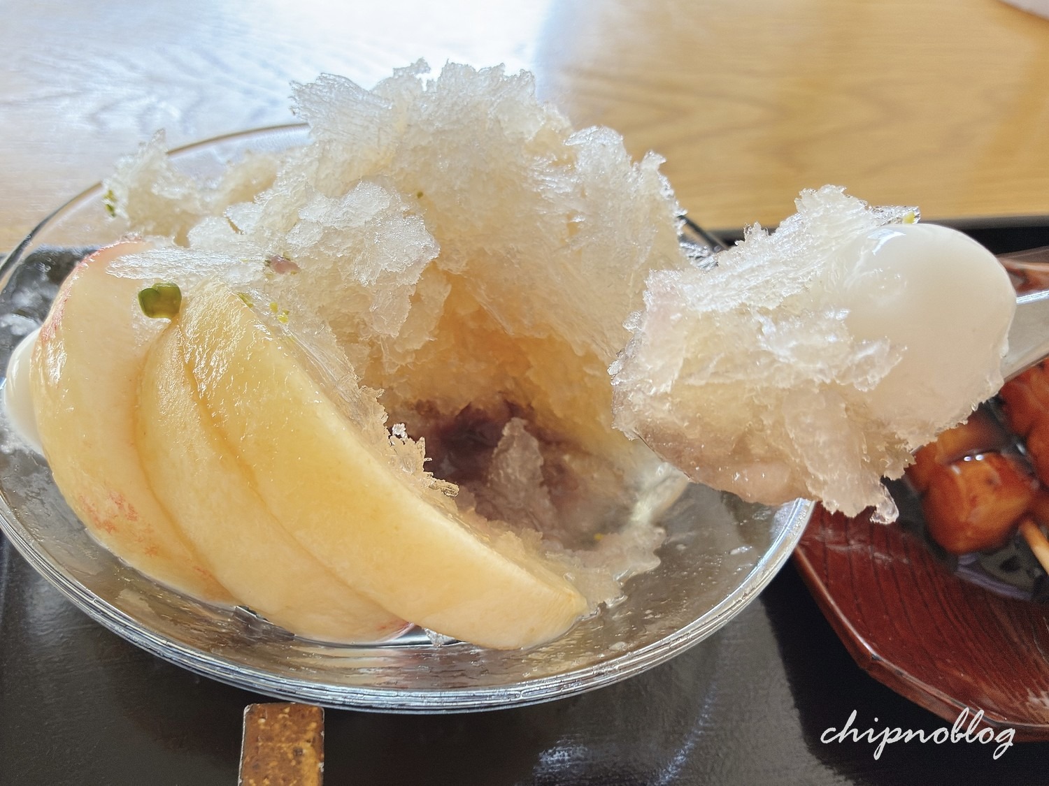 溶けていく志るこ氷とこしあん